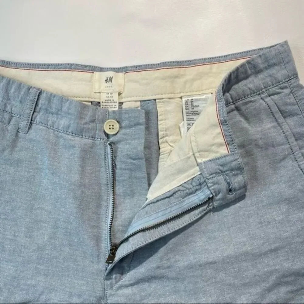 H&M LOGG Mens light blue Cotton chino shorts Sz 34